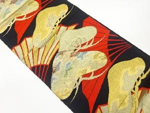 扇に松模様織出し袋帯